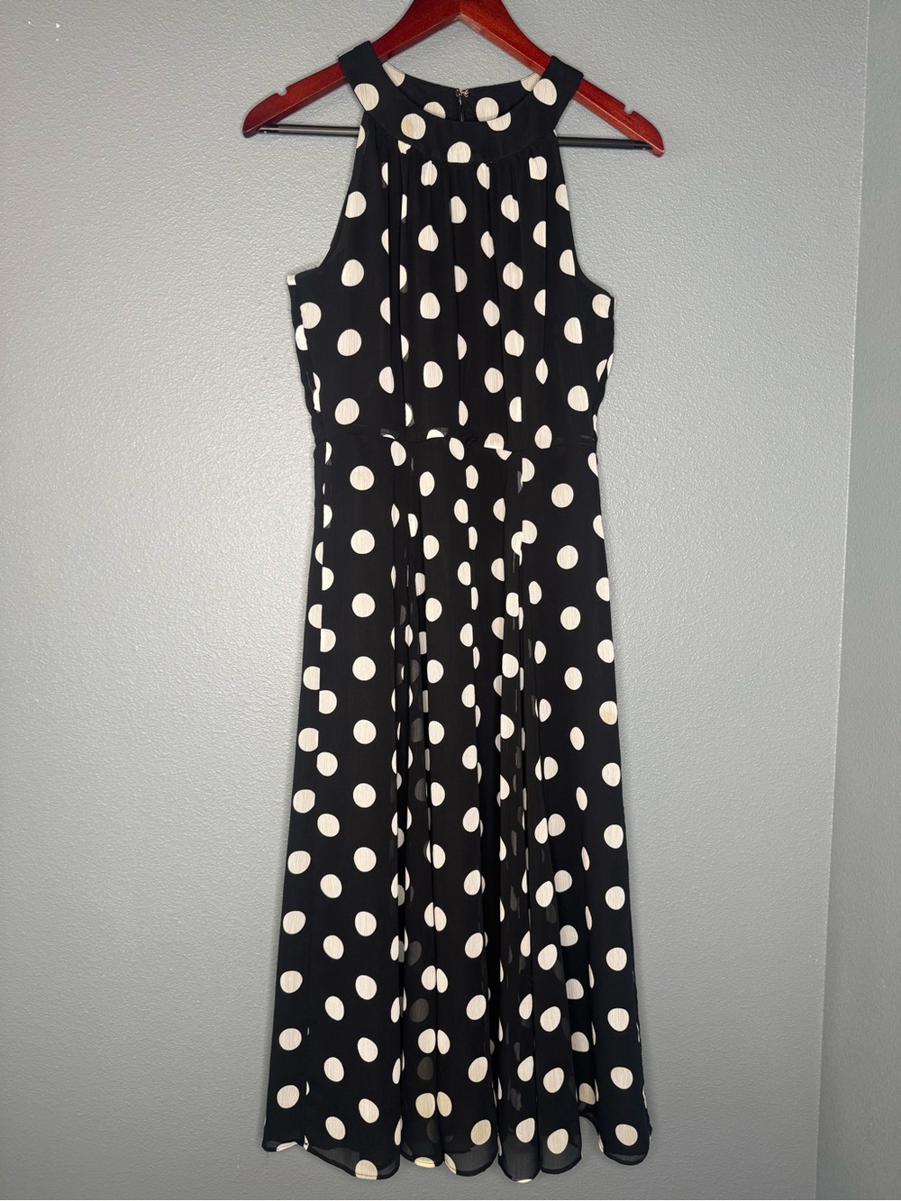 Tommy Hilfiger Polka Dot Dress Womens 6 Black Cream Sleeveless